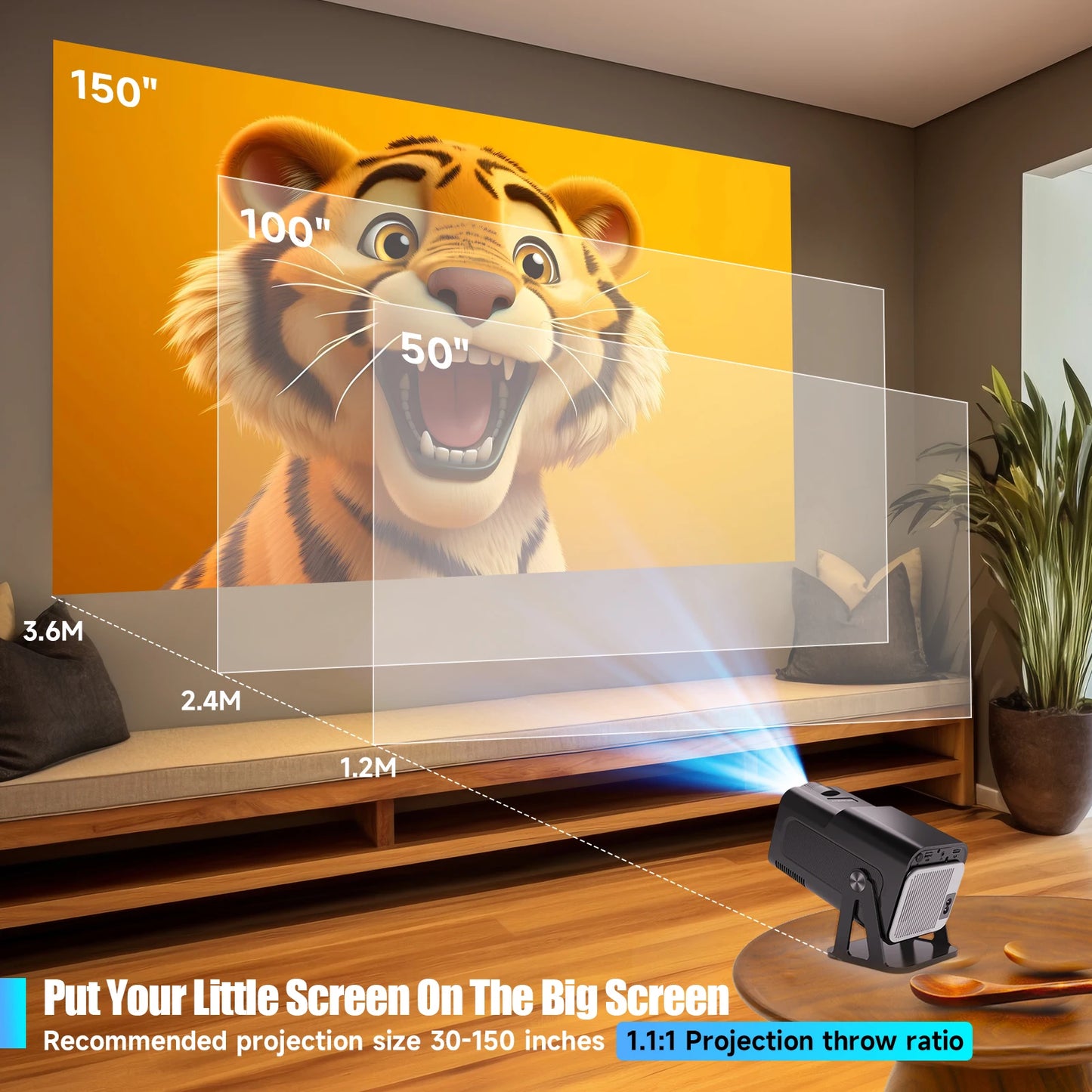 Magcubic Mini Netflix-Licensed Projector with Wifi BT5.2 1080P HY320 NTV Projector Auto Keystone Voice Control Built-in Apps