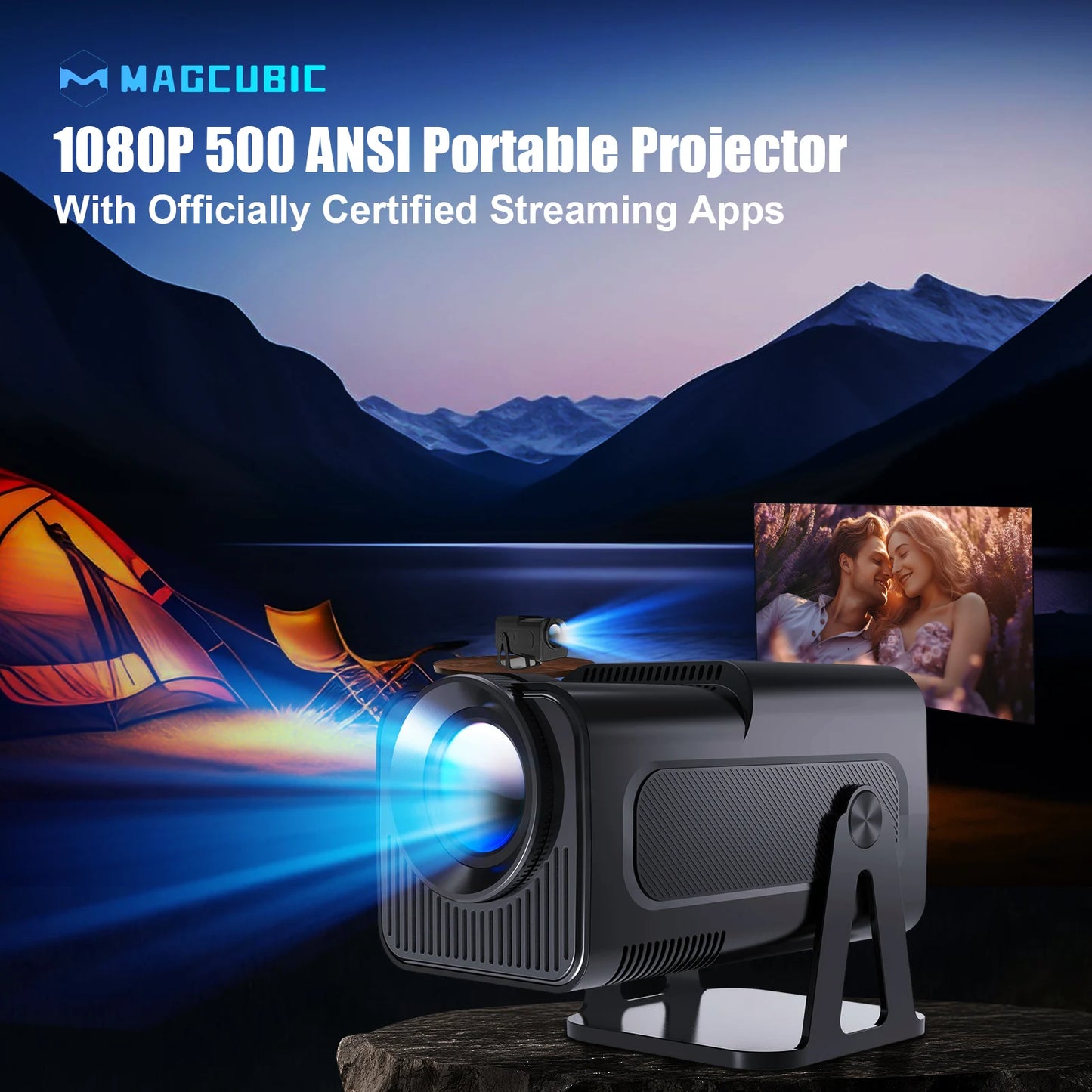 Magcubic Mini Netflix-Licensed Projector with Wifi BT5.2 1080P HY320 NTV Projector Auto Keystone Voice Control Built-in Apps