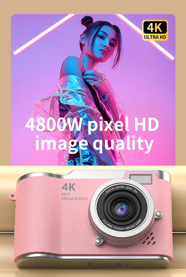 4K HD Digital 48MP Camera Autofocus Photography Video Camcorder 2.4 inch Screen for Portable Kid Adult Beginners Vlogging Camera