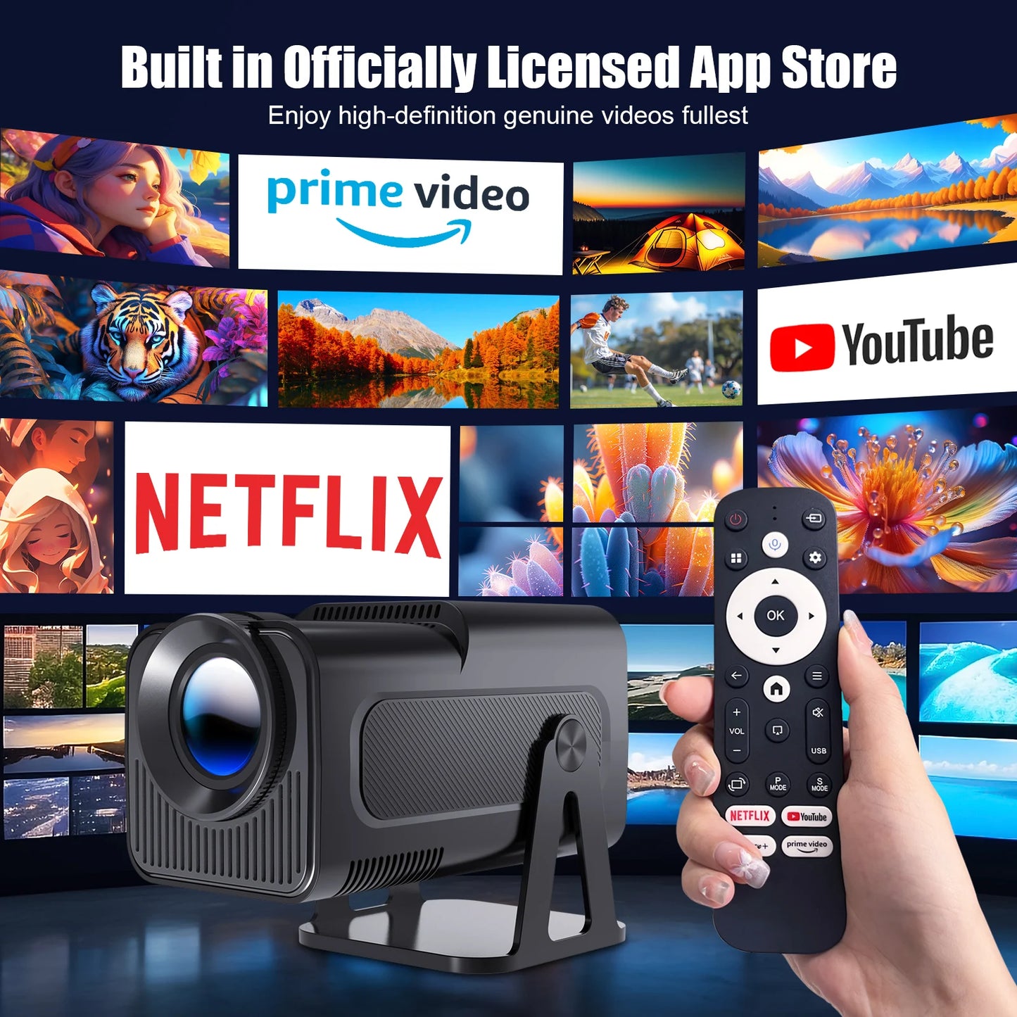 Magcubic Mini Netflix-Licensed Projector with Wifi BT5.2 1080P HY320 NTV Projector Auto Keystone Voice Control Built-in Apps