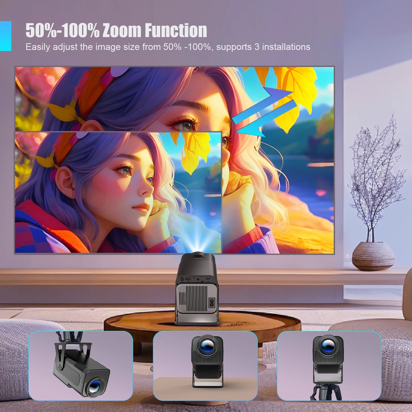 Magcubic Mini Netflix-Licensed Projector with Wifi BT5.2 1080P HY320 NTV Projector Auto Keystone Voice Control Built-in Apps