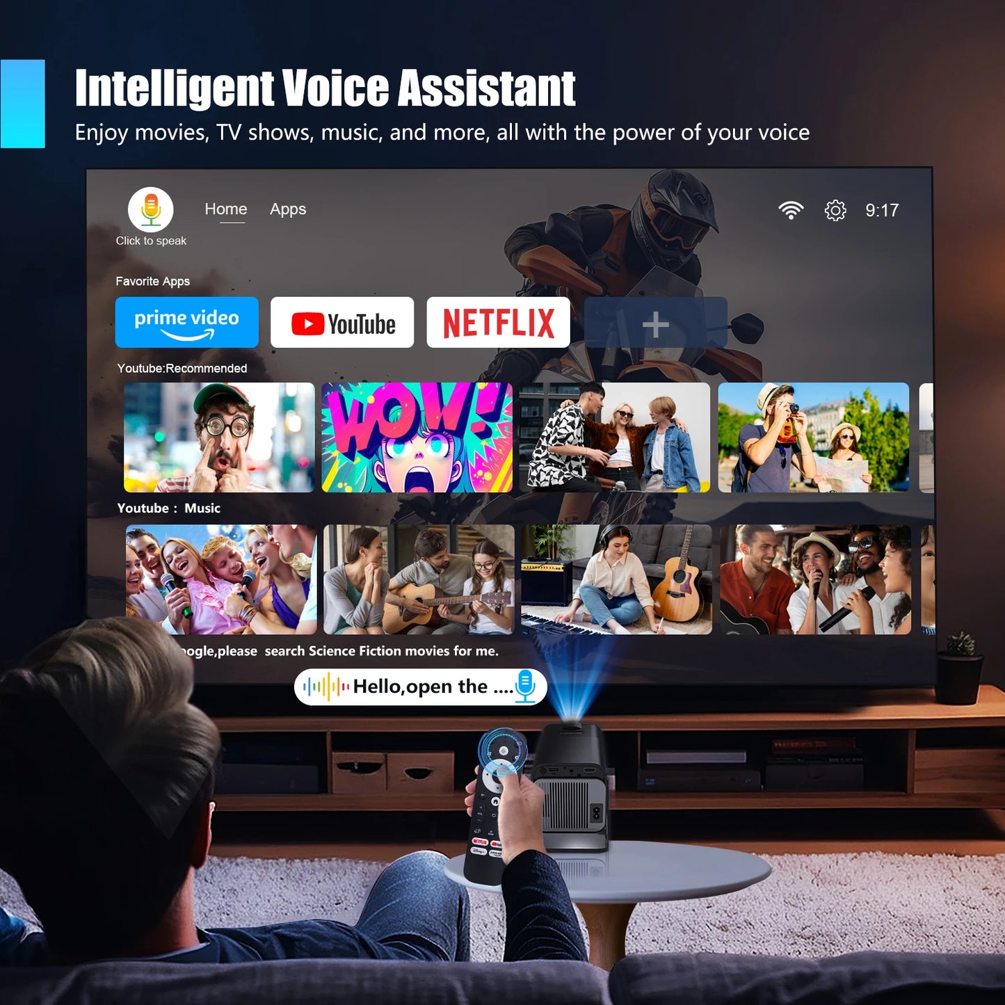 Magcubic Mini Netflix-Licensed Projector with Wifi BT5.2 1080P HY320 NTV Projector Auto Keystone Voice Control Built-in Apps