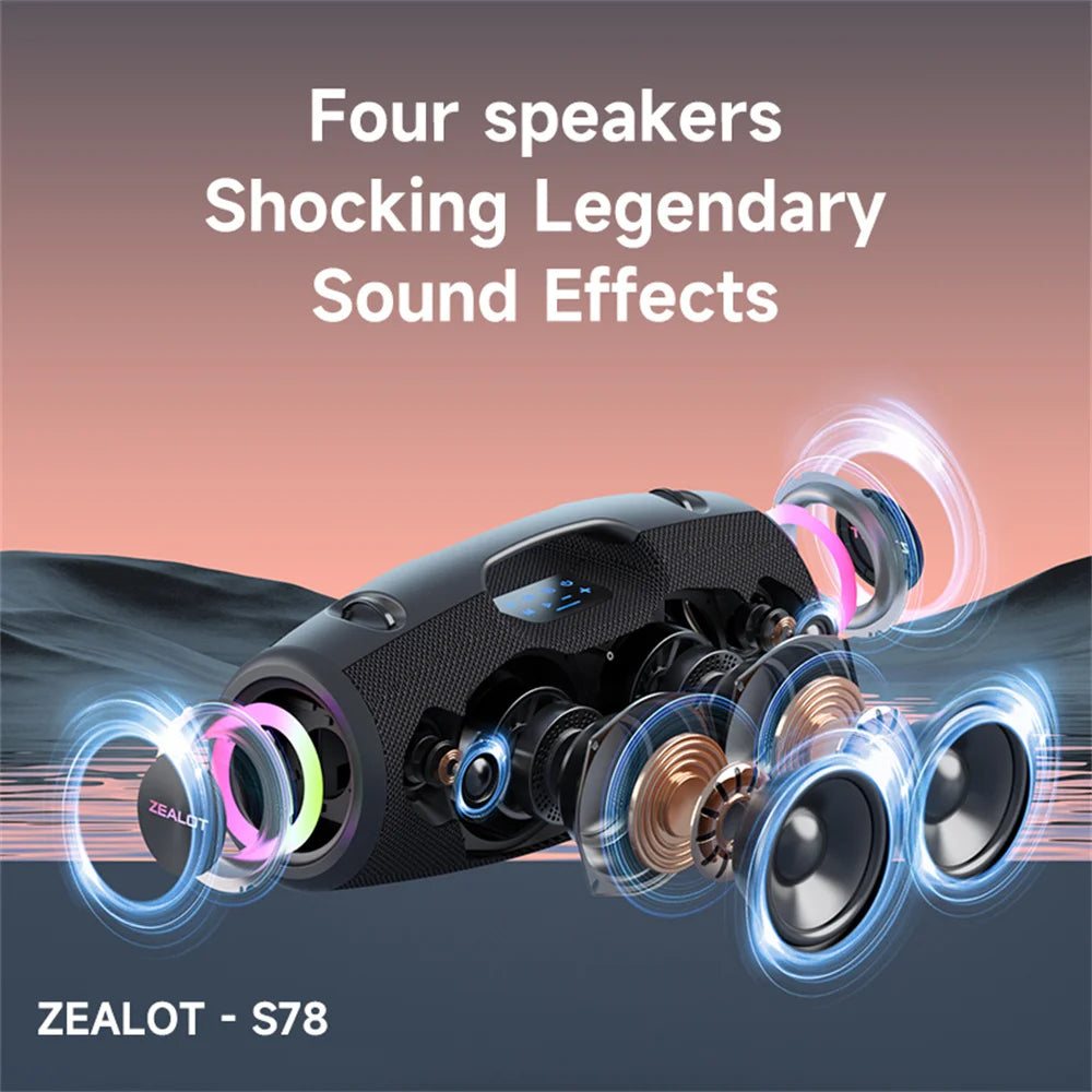 ZEALOT-S78 120W Portable Bluetooth Speaker Outdoor Party Speaker Big Loud Speaker Excellent Bass Performace Hifi speaker