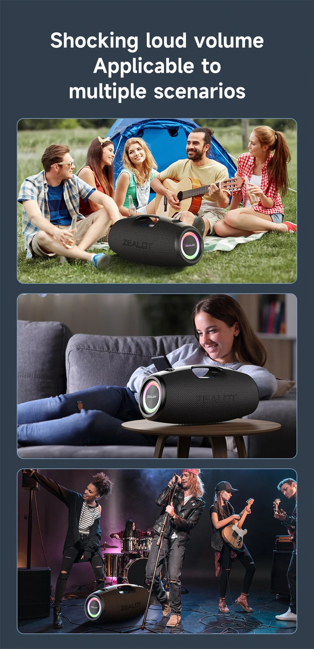 ZEALOT-S78 120W Portable Bluetooth Speaker Outdoor Party Speaker Big Loud Speaker Excellent Bass Performace Hifi speaker