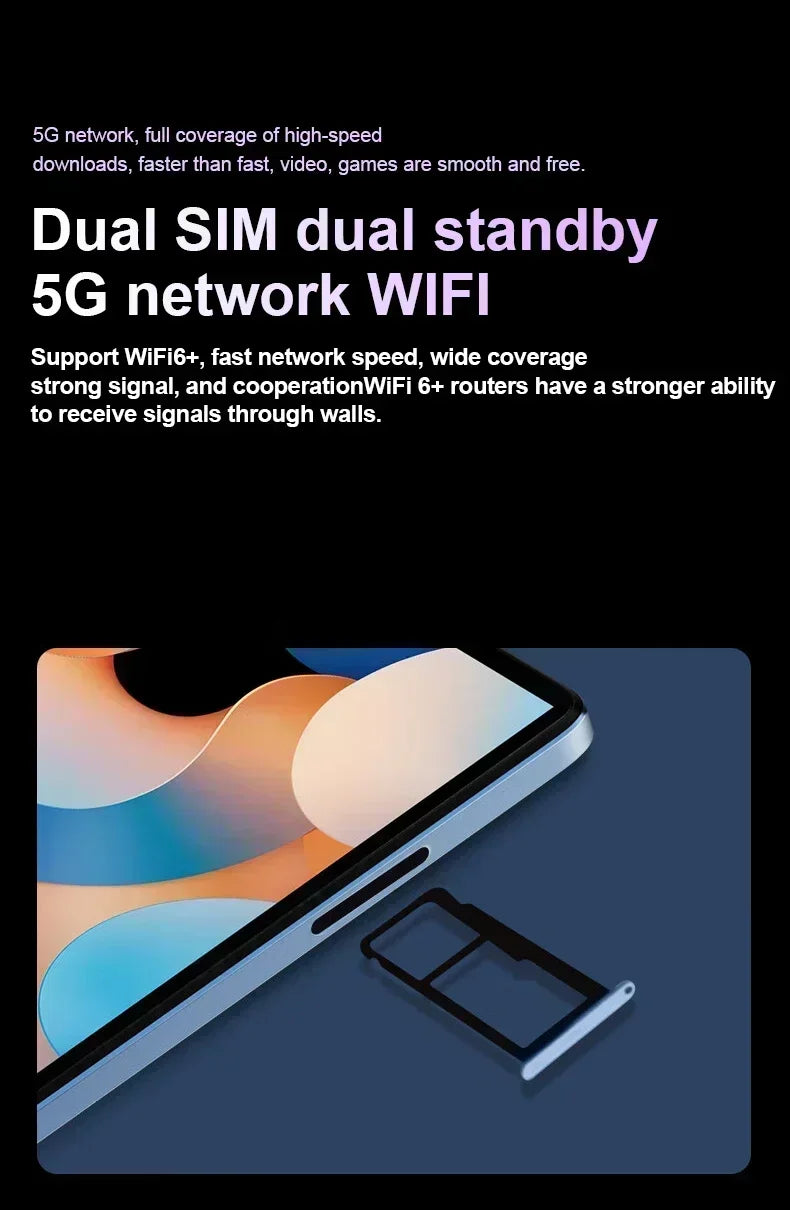Pad 8 Pro Tablet Original 10.1 inch Android 13 Snapdragon 8gen2 Global 16GB+1024GB 10000mah 5G Dual SIM WIFI HD Full Screen