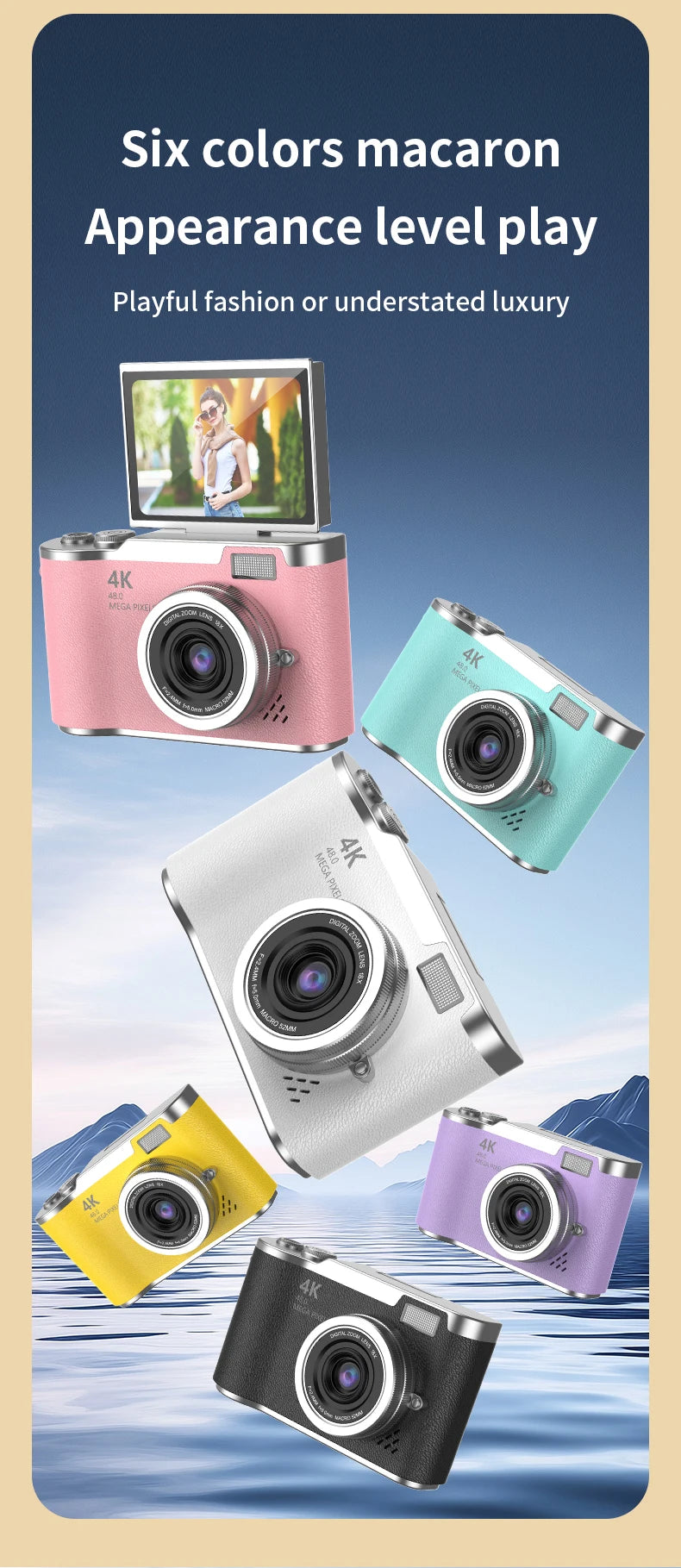 4K HD Digital 48MP Camera Autofocus Photography Video Camcorder 2.4 inch Screen for Portable Kid Adult Beginners Vlogging Camera