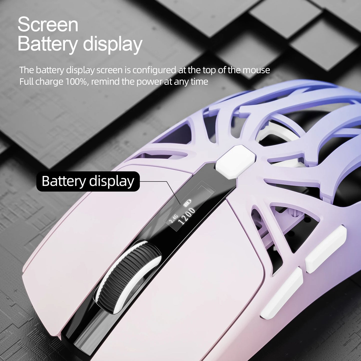 SMAILWOLF Gaming Mouse ThreeMode Wireless Bluetooth Digital Screen 1000Hz 10000DPI Lightweight Macro E-sports Mouse For Notebook