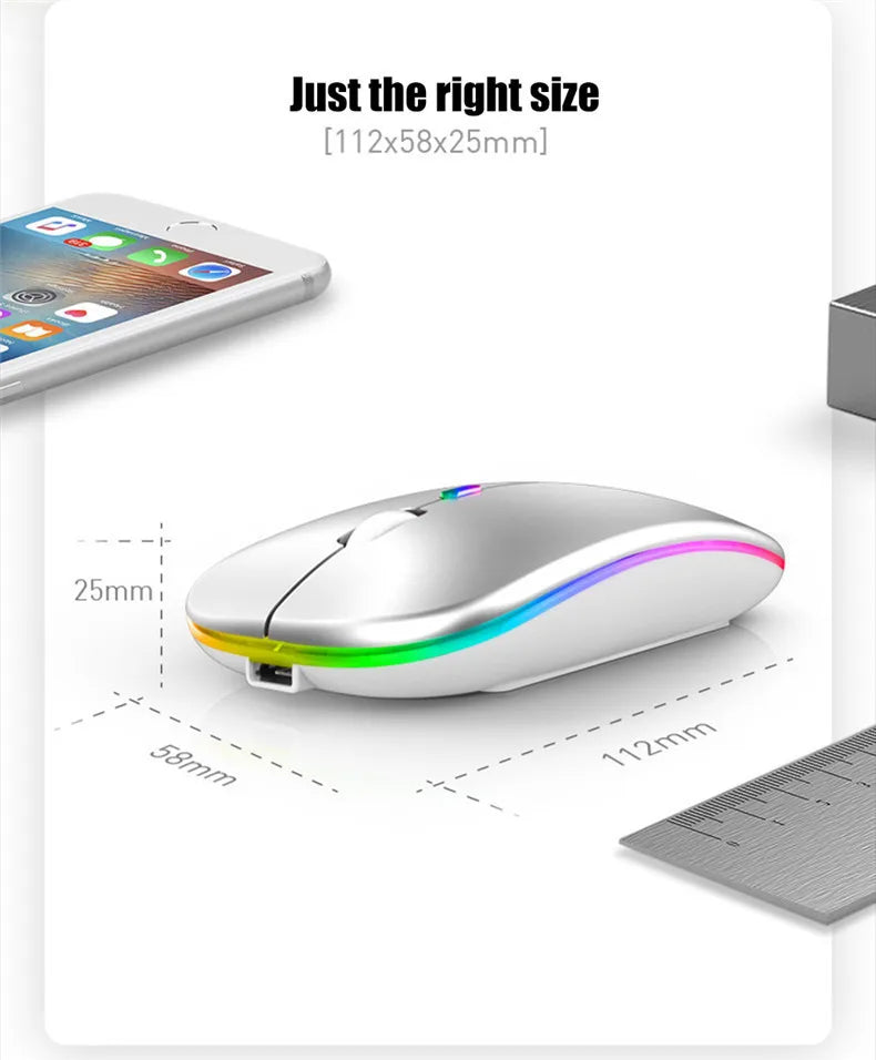 MINGCVIL Wireless Mouse For Laptop PC Bluetooth Rechargeable Wireless Computer Silent Mice LED Backlit Ergonomic Gaming Mouse