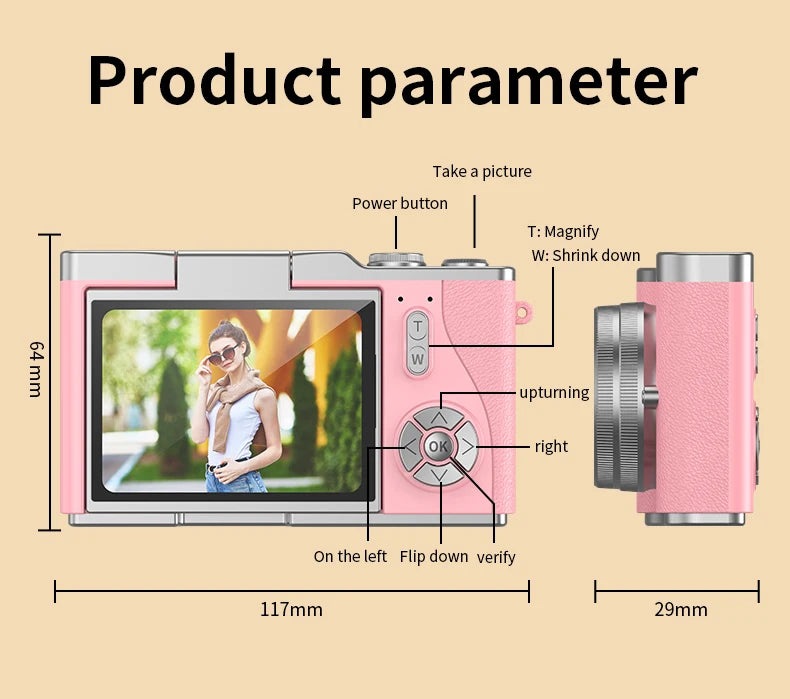 4K HD Digital 48MP Camera Autofocus Photography Video Camcorder 2.4 inch Screen for Portable Kid Adult Beginners Vlogging Camera