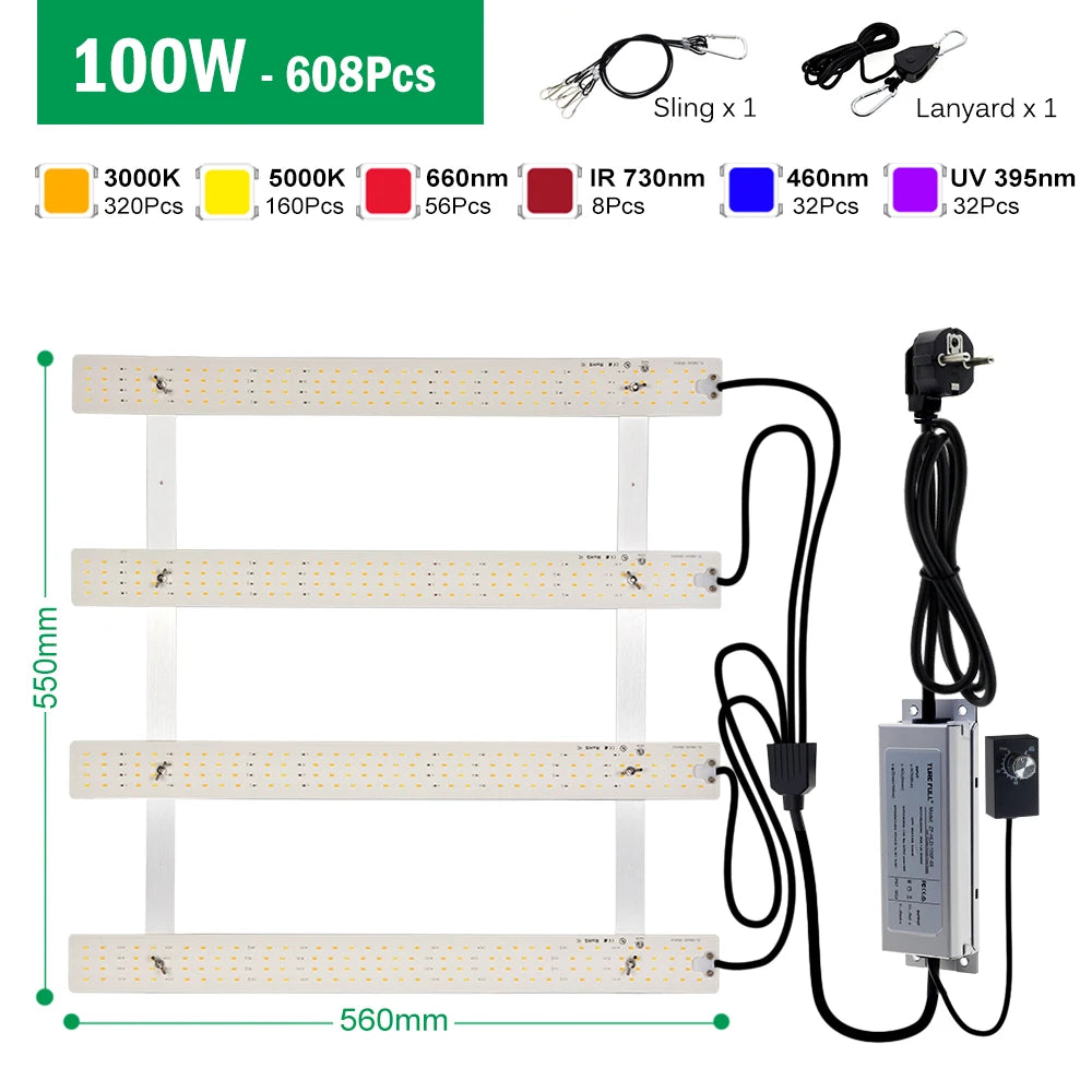 Full Spectrum LED Grow Light 100W 200W AC100-277V LM281B For Veg Flowers Greenhouses Plant Tent Growing Lamp