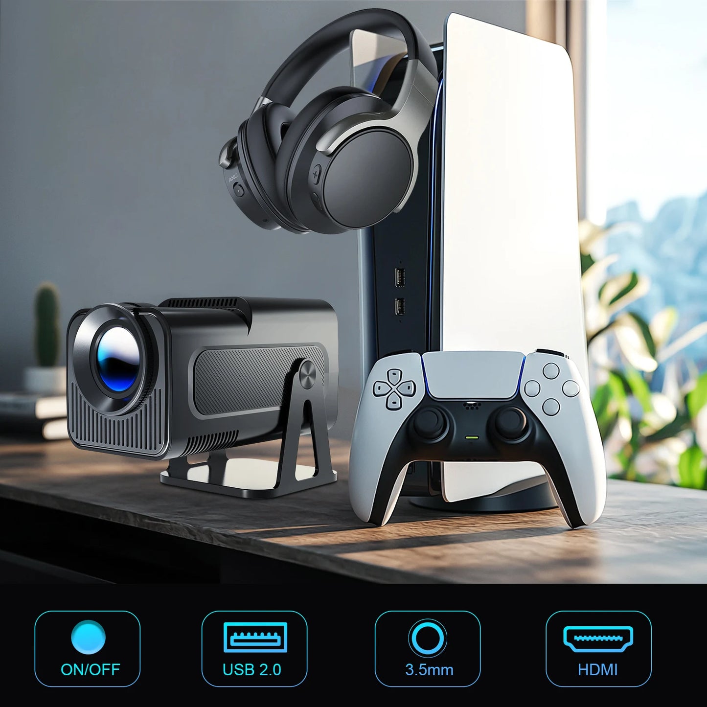 Magcubic Mini Netflix-Licensed Projector with Wifi BT5.2 1080P HY320 NTV Projector Auto Keystone Voice Control Built-in Apps
