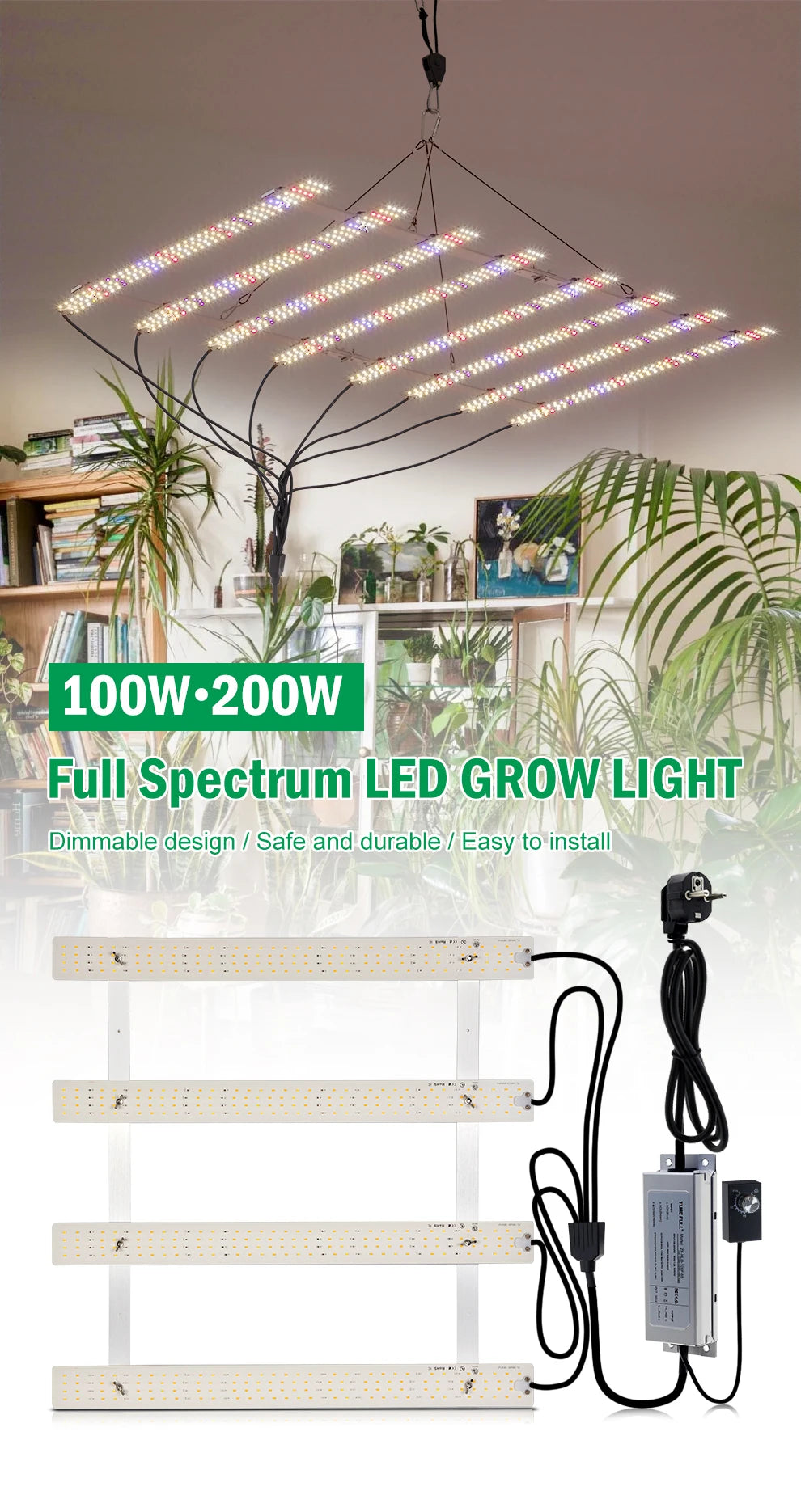 Full Spectrum LED Grow Light 100W 200W AC100-277V LM281B For Veg Flowers Greenhouses Plant Tent Growing Lamp