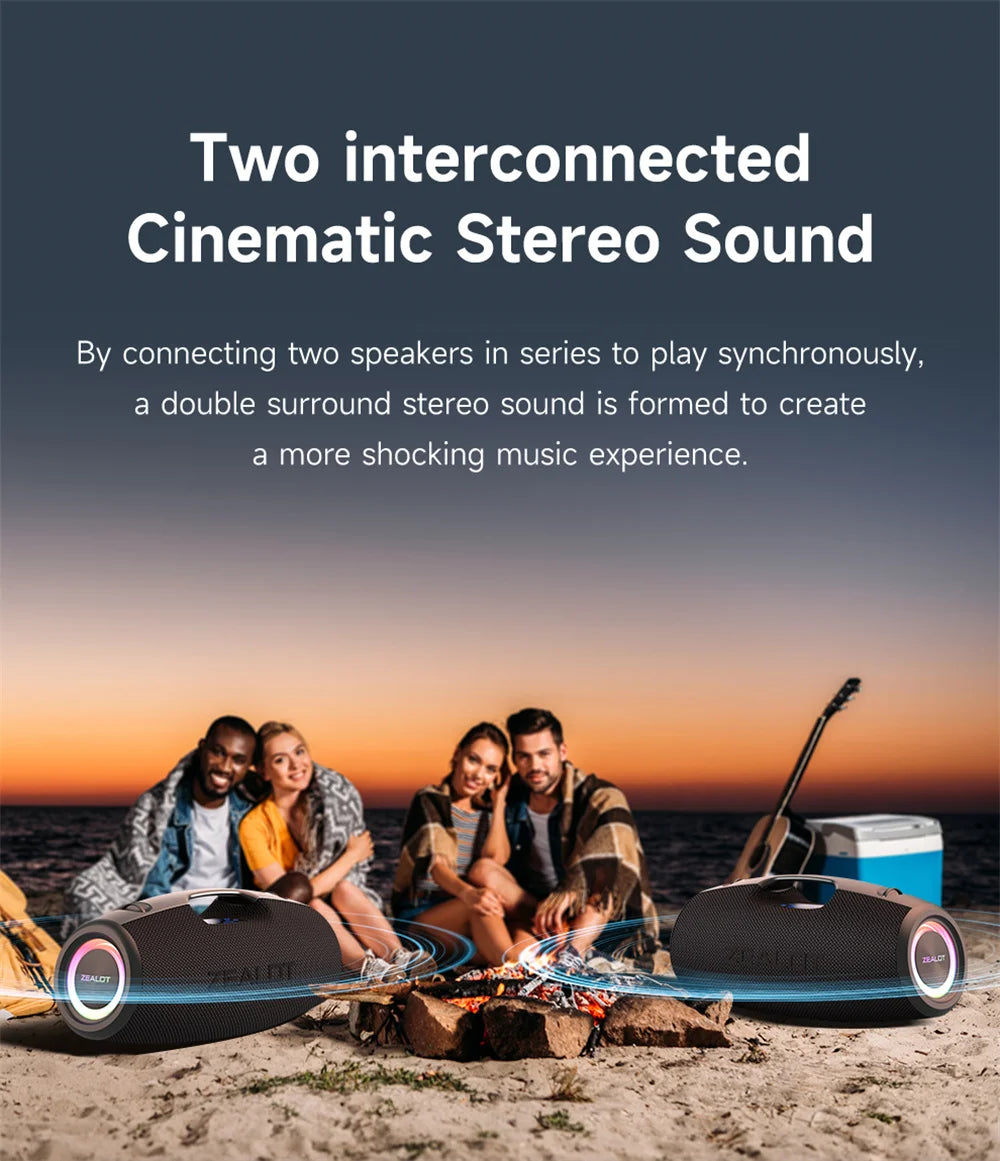 ZEALOT-S78 120W Portable Bluetooth Speaker Outdoor Party Speaker Big Loud Speaker Excellent Bass Performace Hifi speaker