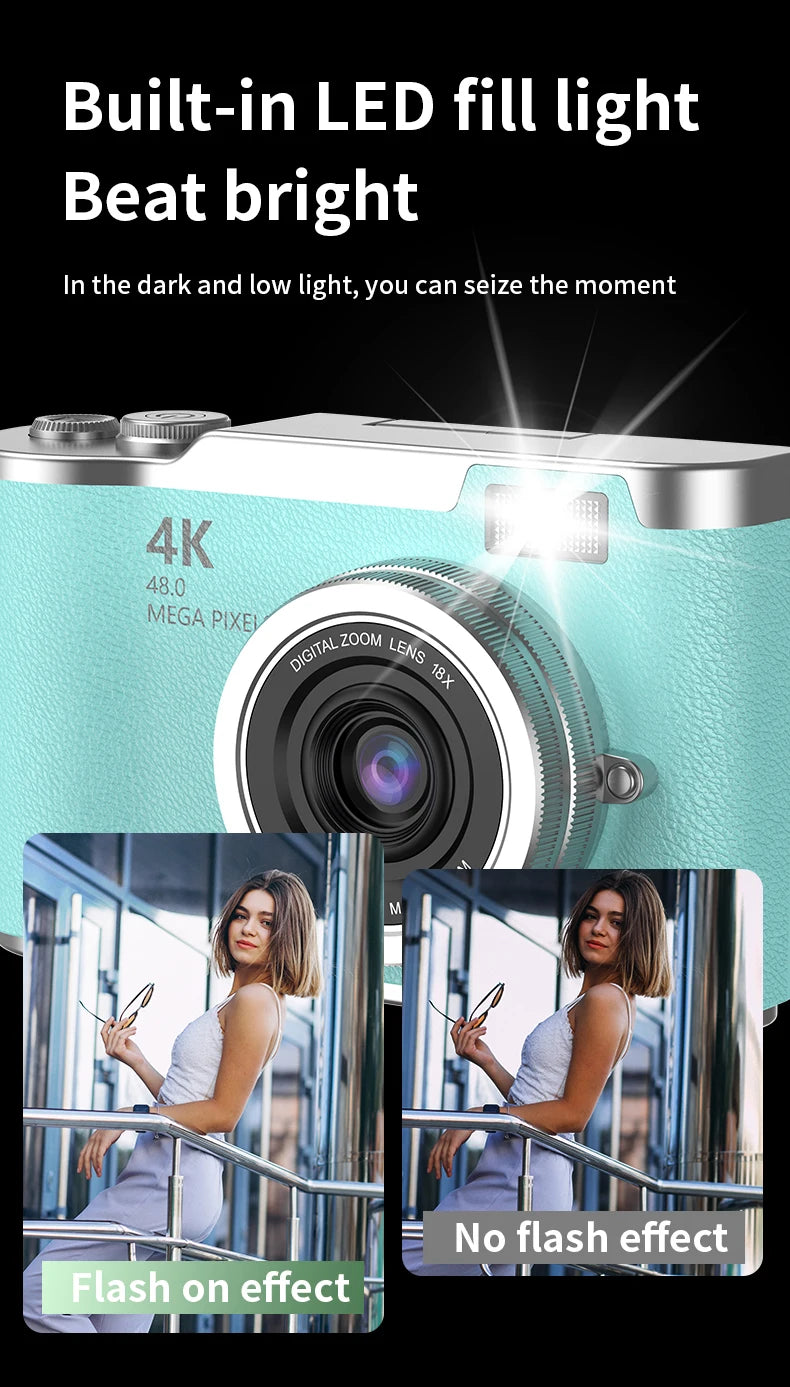 4K HD Digital 48MP Camera Autofocus Photography Video Camcorder 2.4 inch Screen for Portable Kid Adult Beginners Vlogging Camera