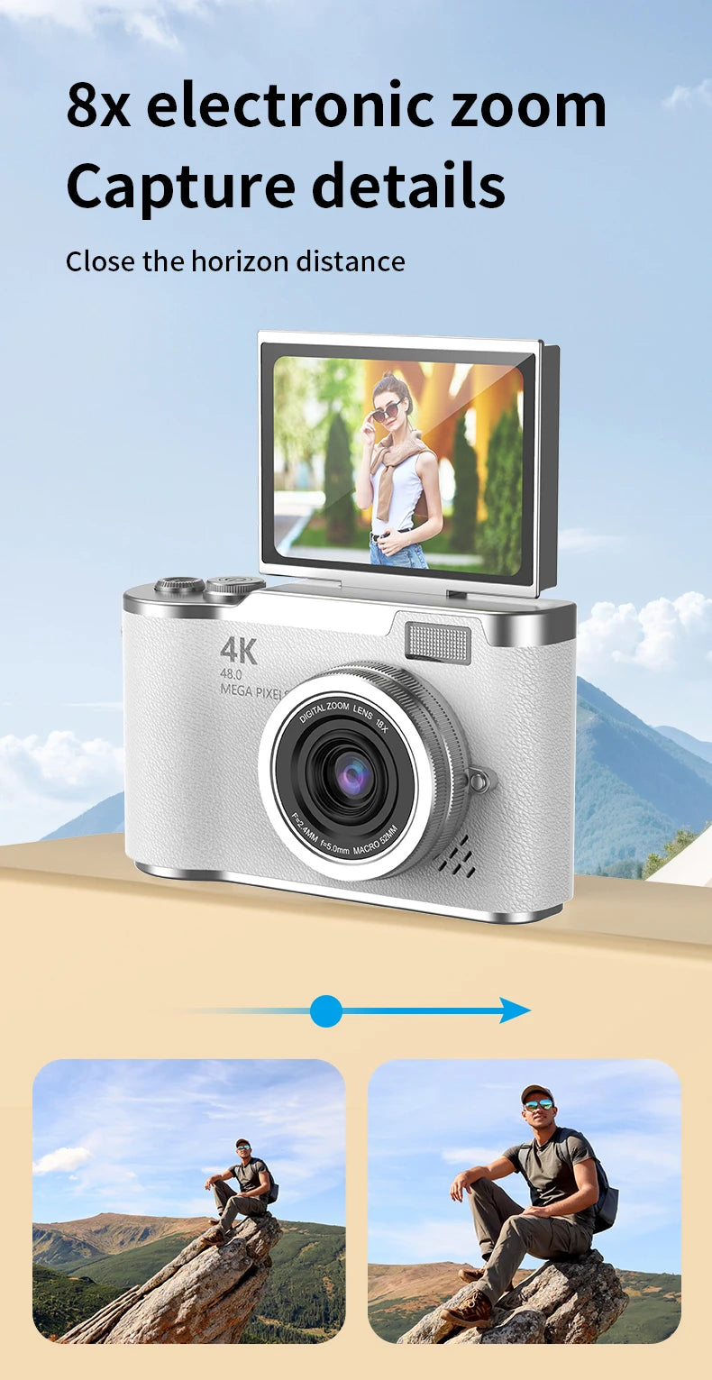 4K HD Digital 48MP Camera Autofocus Photography Video Camcorder 2.4 inch Screen for Portable Kid Adult Beginners Vlogging Camera