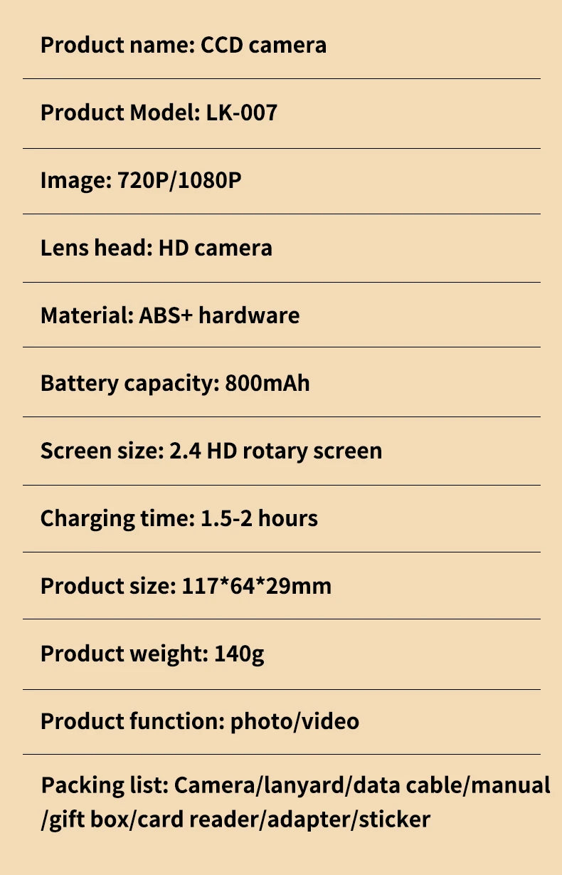 4K HD Digital 48MP Camera Autofocus Photography Video Camcorder 2.4 inch Screen for Portable Kid Adult Beginners Vlogging Camera