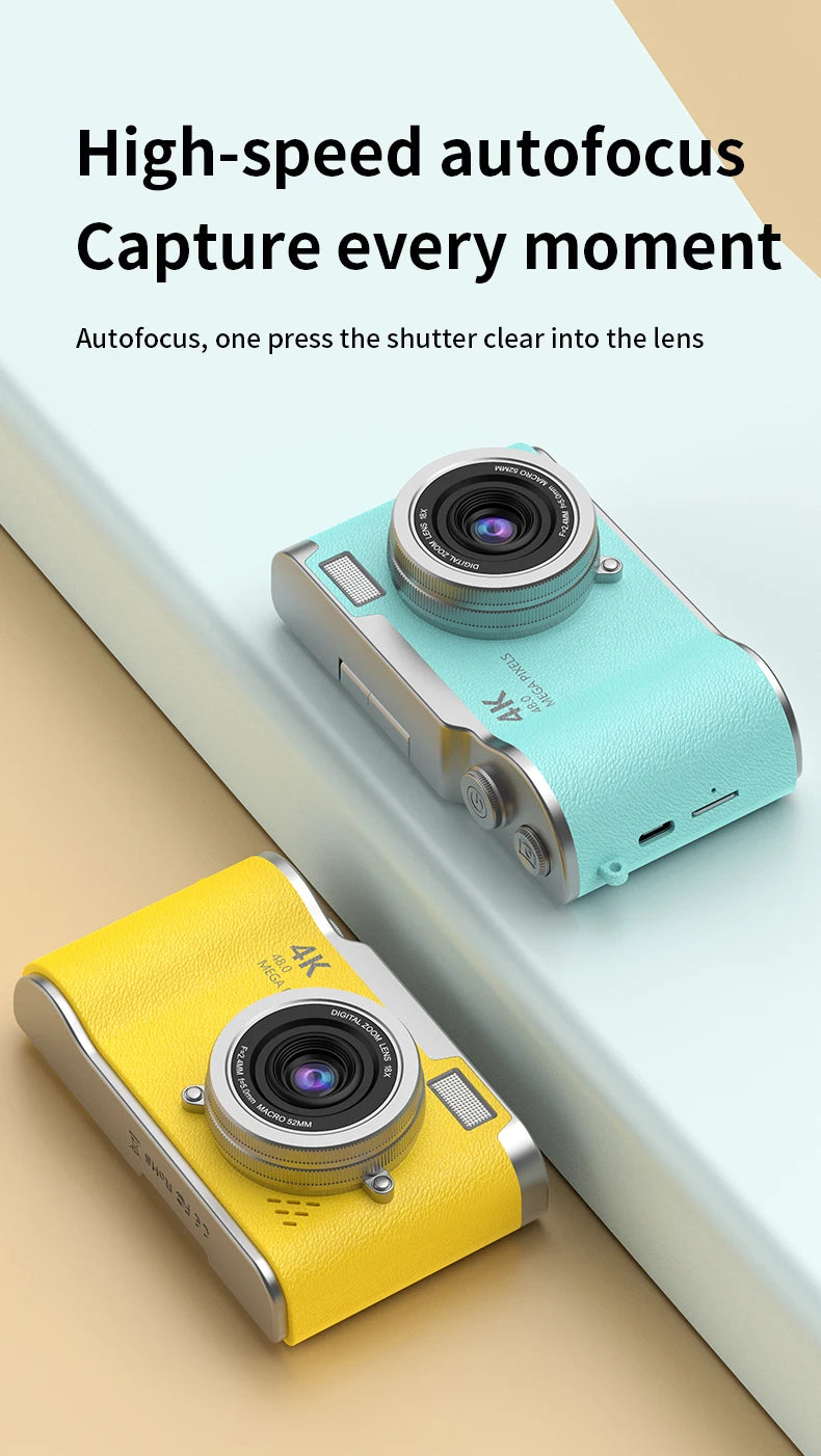 4K HD Digital 48MP Camera Autofocus Photography Video Camcorder 2.4 inch Screen for Portable Kid Adult Beginners Vlogging Camera