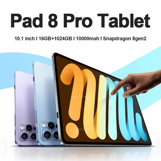 Pad 8 Pro Tablet Original 10.1 inch Android 13 Snapdragon 8gen2 Global 16GB+1024GB 10000mah 5G Dual SIM WIFI  HD Full Screen