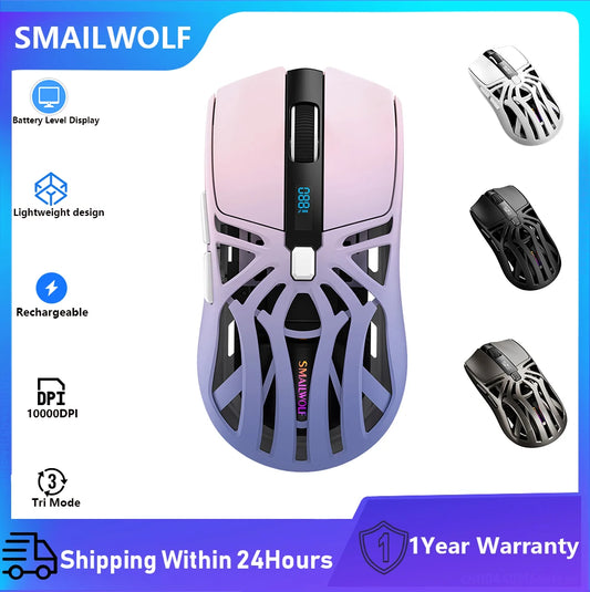 SMAILWOLF Gaming Mouse ThreeMode Wireless Bluetooth Digital Screen 1000Hz 10000DPI Lightweight Macro E-sports Mouse For Notebook