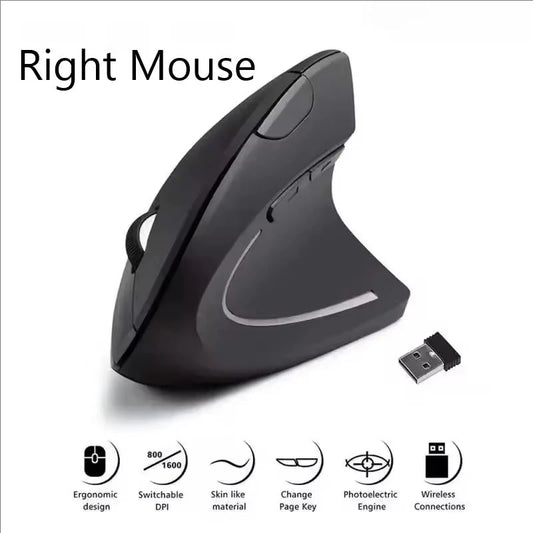 Vertical Mouse Ergonomic 2.4GHz Wireless Optical Mice 3 Adjustable DPI 800/1200/1600 6 Buttons for Laptop PC Computer Desktop