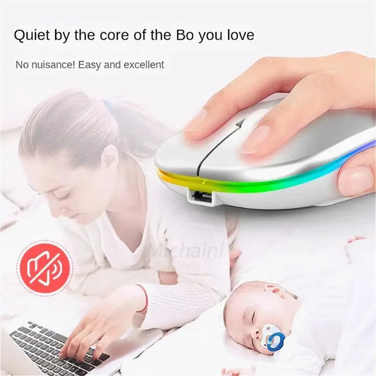 MINGCVIL Wireless Mouse For Laptop PC Bluetooth Rechargeable Wireless Computer Silent Mice LED Backlit Ergonomic Gaming Mouse
