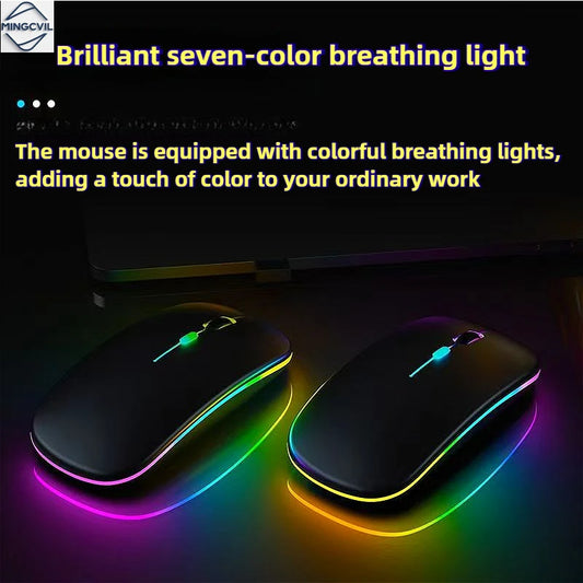 MINGCVIL Wireless Mouse For Laptop PC Bluetooth Rechargeable Wireless Computer Silent Mice LED Backlit Ergonomic Gaming Mouse